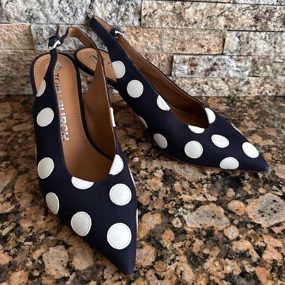 Tory Burch Sling Back Pump Spencer Navy - Picture 2 of 8